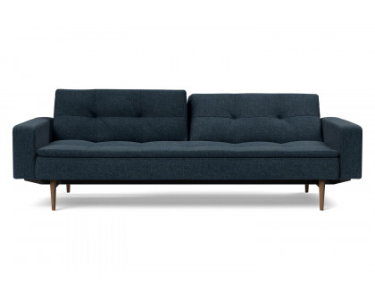 Innovation Living Dublexo Styletto Sofa Bed Dark Wood with Arms - 515 Nist Blue