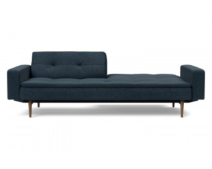 Innovation Living Dublexo Styletto Sofa Bed Dark Wood with Arms - 515 Nist Blue