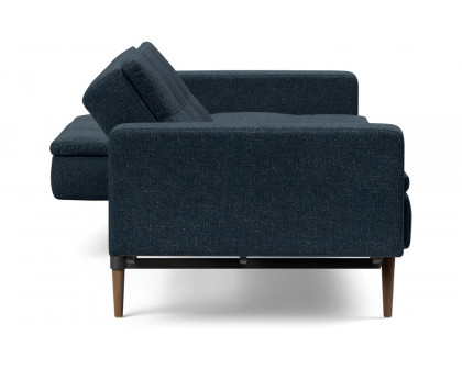 Innovation Living Dublexo Styletto Sofa Bed Dark Wood with Arms - 515 Nist Blue