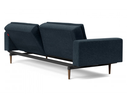 Innovation Living Dublexo Styletto Sofa Bed Dark Wood with Arms - 515 Nist Blue