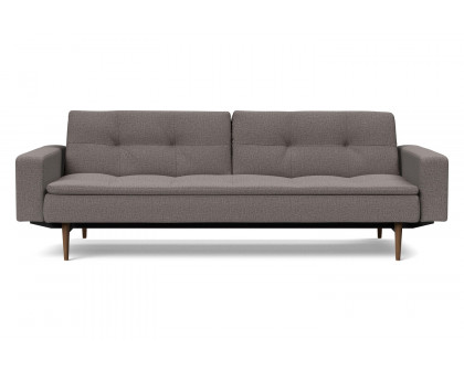 Innovation Living Dublexo Styletto Sofa Bed Dark Wood with Arms - 521 Mixed Dance Gray