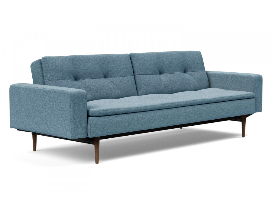 Innovation Living Dublexo Styletto Sofa Bed Dark Wood with Arms - 525 Mixed Dance Light Blue