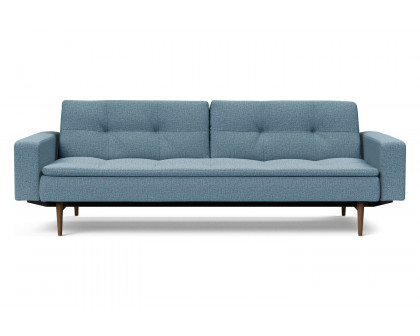 Innovation Living Dublexo Styletto Sofa Bed Dark Wood with Arms - 525 Mixed Dance Light Blue