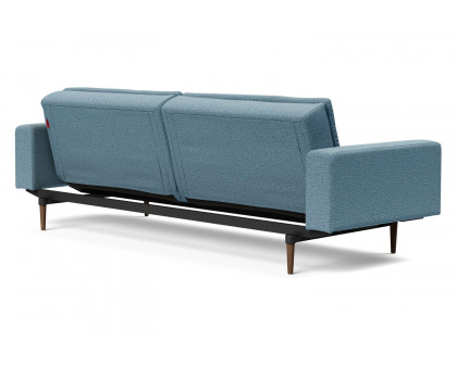 Innovation Living Dublexo Styletto Sofa Bed Dark Wood with Arms - 525 Mixed Dance Light Blue