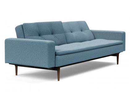 Innovation Living Dublexo Styletto Sofa Bed Dark Wood with Arms - 525 Mixed Dance Light Blue