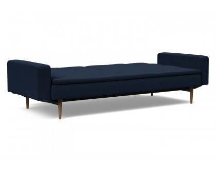 Innovation Living Dublexo Styletto Sofa Bed Dark Wood with Arms - 528 Mixed Dance Blue