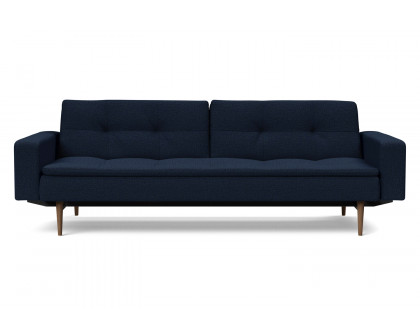 Innovation Living Dublexo Styletto Sofa Bed Dark Wood with Arms - 528 Mixed Dance Blue