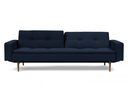 Innovation Living Dublexo Styletto Sofa Bed Dark Wood with Arms - 528 Mixed Dance Blue