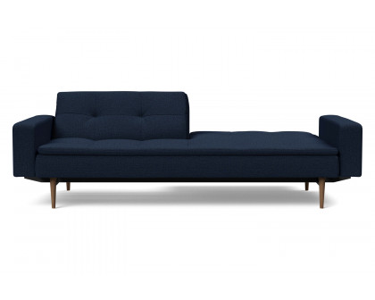 Innovation Living Dublexo Styletto Sofa Bed Dark Wood with Arms - 528 Mixed Dance Blue