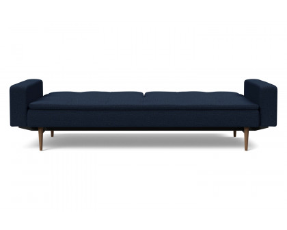 Innovation Living Dublexo Styletto Sofa Bed Dark Wood with Arms - 528 Mixed Dance Blue