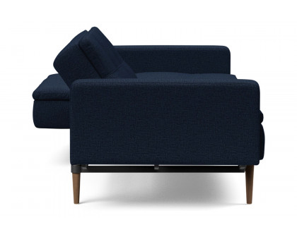 Innovation Living Dublexo Styletto Sofa Bed Dark Wood with Arms - 528 Mixed Dance Blue