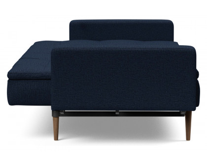 Innovation Living Dublexo Styletto Sofa Bed Dark Wood with Arms - 528 Mixed Dance Blue