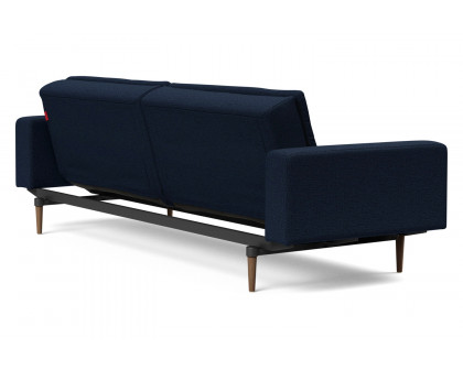 Innovation Living Dublexo Styletto Sofa Bed Dark Wood with Arms - 528 Mixed Dance Blue