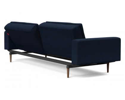 Innovation Living Dublexo Styletto Sofa Bed Dark Wood with Arms - 528 Mixed Dance Blue