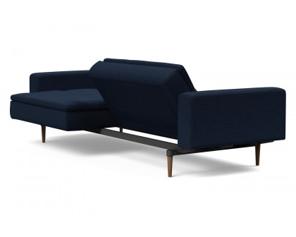 Innovation Living Dublexo Styletto Sofa Bed Dark Wood with Arms - 528 Mixed Dance Blue