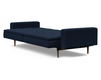 Innovation Living Dublexo Styletto Sofa Bed Dark Wood with Arms - 528 Mixed Dance Blue