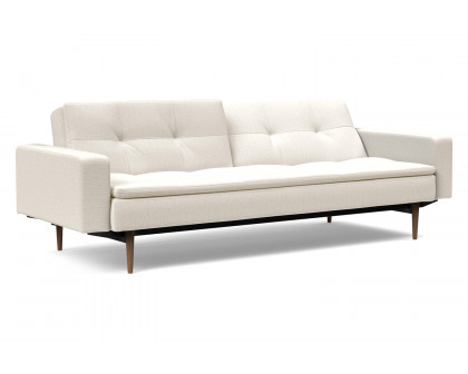 Innovation Living Dublexo Styletto Sofa Bed Dark Wood with Arms - 531 Bouclé Off White