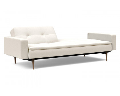 Innovation Living Dublexo Styletto Sofa Bed Dark Wood with Arms - 531 Bouclé Off White