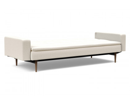 Innovation Living Dublexo Styletto Sofa Bed Dark Wood with Arms - 531 Bouclé Off White