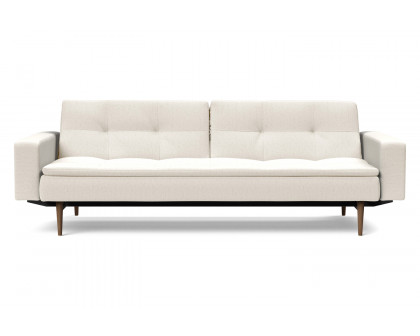 Innovation Living Dublexo Styletto Sofa Bed Dark Wood with Arms - 531 Bouclé Off White