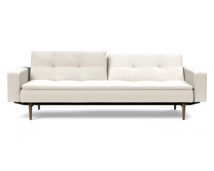 Innovation Living Dublexo Styletto Sofa Bed Dark Wood with Arms - 531 Bouclé Off White