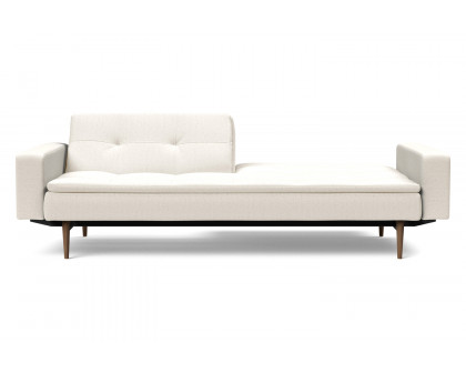 Innovation Living Dublexo Styletto Sofa Bed Dark Wood with Arms - 531 Bouclé Off White