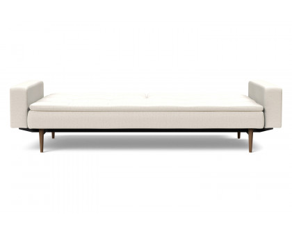 Innovation Living Dublexo Styletto Sofa Bed Dark Wood with Arms - 531 Bouclé Off White