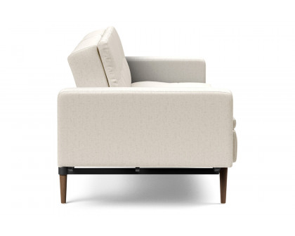 Innovation Living Dublexo Styletto Sofa Bed Dark Wood with Arms - 531 Bouclé Off White