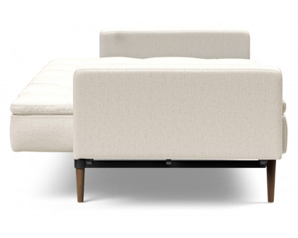 Innovation Living Dublexo Styletto Sofa Bed Dark Wood with Arms - 531 Bouclé Off White