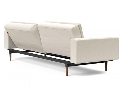 Innovation Living Dublexo Styletto Sofa Bed Dark Wood with Arms - 531 Bouclé Off White