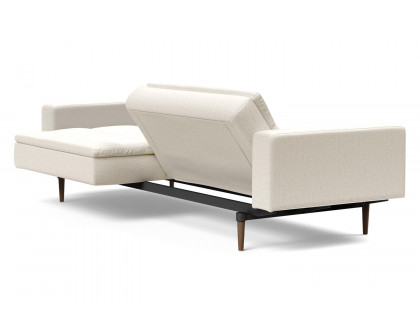 Innovation Living Dublexo Styletto Sofa Bed Dark Wood with Arms - 531 Bouclé Off White