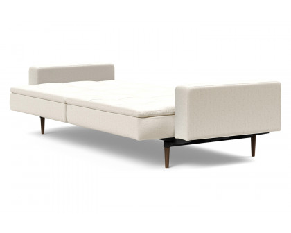 Innovation Living Dublexo Styletto Sofa Bed Dark Wood with Arms - 531 Bouclé Off White