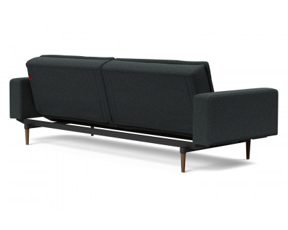 Innovation Living Dublexo Styletto Sofa Bed Dark Wood with Arms - 534 Bouclé Black Raven