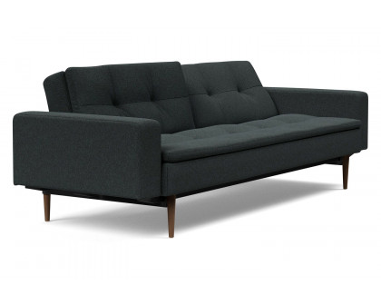 Innovation Living Dublexo Styletto Sofa Bed Dark Wood with Arms - 534 Bouclé Black Raven