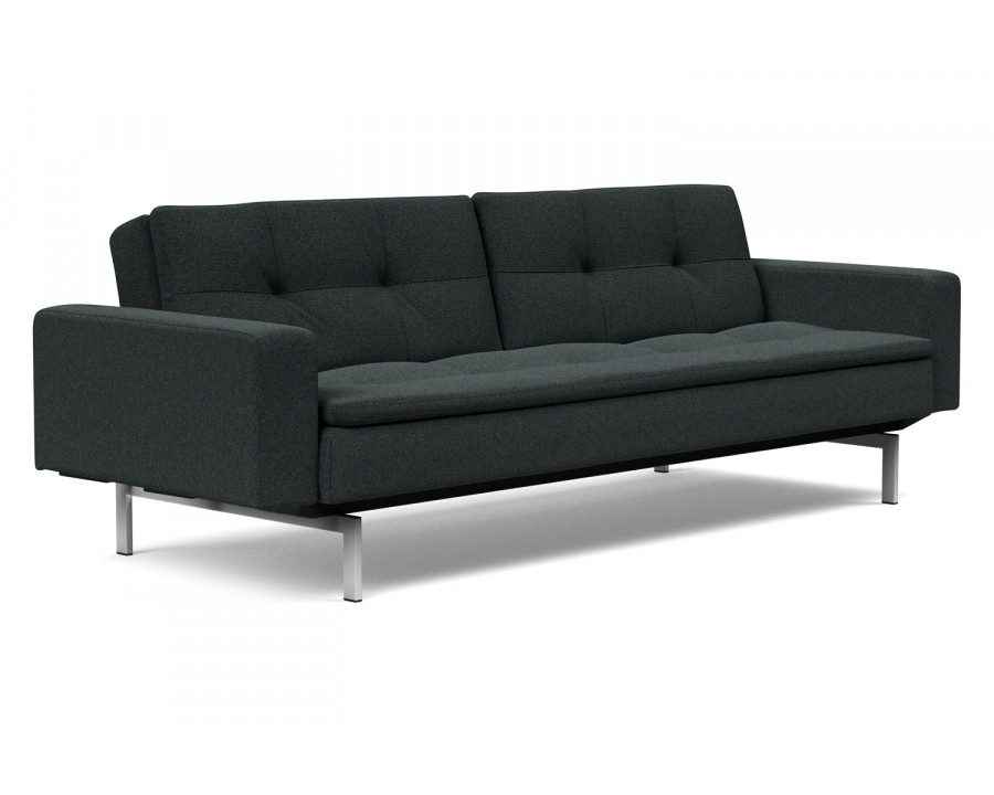 Innovation Living Dublexo Stainless Steel Sofa Bed with Arms - 534 Bouclé Black Raven