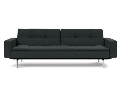 Innovation Living Dublexo Stainless Steel Sofa Bed with Arms - 534 Bouclé Black Raven