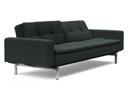 Innovation Living Dublexo Stainless Steel Sofa Bed with Arms - 534 Bouclé Black Raven