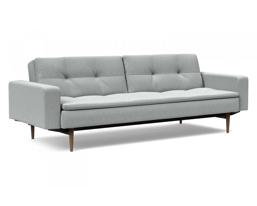 Innovation Living Dublexo Styletto Sofa Bed Dark Wood with Arms - 538 Melange Light Gray