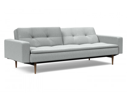 Innovation Living Dublexo Styletto Sofa Bed Dark Wood with Arms - 538 Melange Light Gray