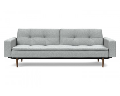 Innovation Living Dublexo Styletto Sofa Bed Dark Wood with Arms - 538 Melange Light Gray