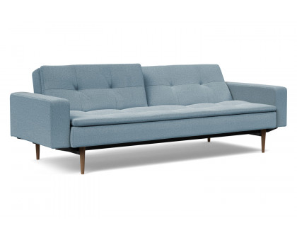 Innovation Living Dublexo Styletto Sofa Bed Dark Wood with Arms - 558 Soft Indigo