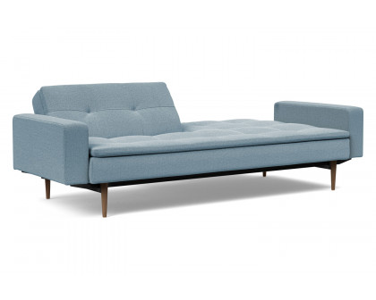 Innovation Living Dublexo Styletto Sofa Bed Dark Wood with Arms - 558 Soft Indigo