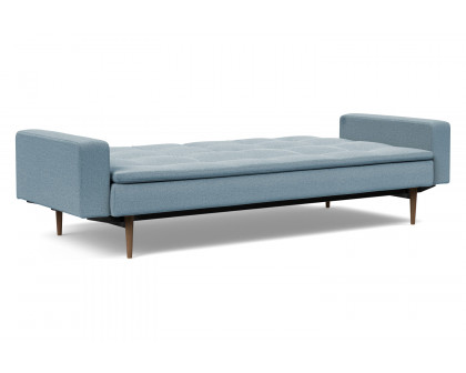 Innovation Living Dublexo Styletto Sofa Bed Dark Wood with Arms - 558 Soft Indigo