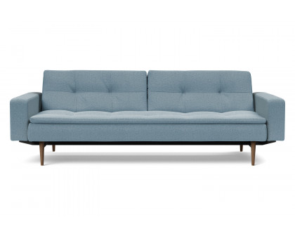 Innovation Living Dublexo Styletto Sofa Bed Dark Wood with Arms - 558 Soft Indigo