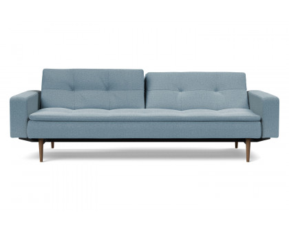 Innovation Living Dublexo Styletto Sofa Bed Dark Wood with Arms - 558 Soft Indigo