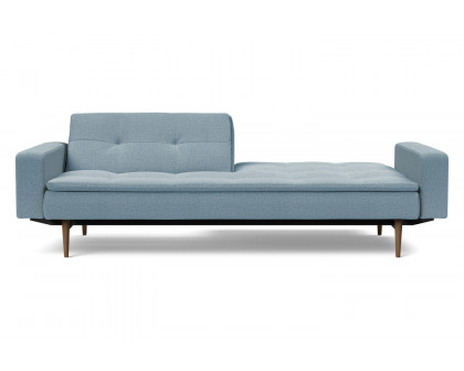 Innovation Living Dublexo Styletto Sofa Bed Dark Wood with Arms - 558 Soft Indigo