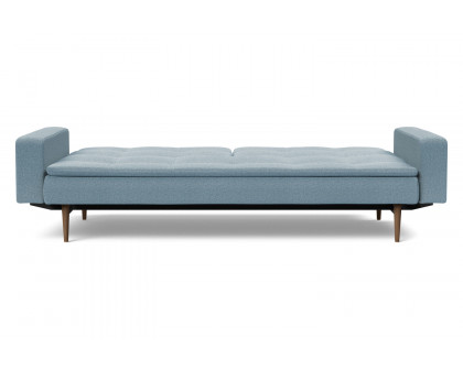 Innovation Living Dublexo Styletto Sofa Bed Dark Wood with Arms - 558 Soft Indigo