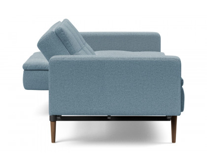 Innovation Living Dublexo Styletto Sofa Bed Dark Wood with Arms - 558 Soft Indigo