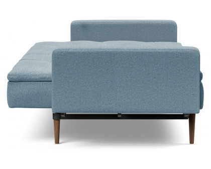 Innovation Living Dublexo Styletto Sofa Bed Dark Wood with Arms - 558 Soft Indigo