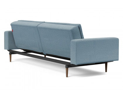 Innovation Living Dublexo Styletto Sofa Bed Dark Wood with Arms - 558 Soft Indigo